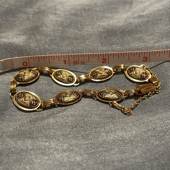 Demascene Link Gold Bracelet New NWT Great Gift!! Beautiful Unique - Picture 8 of 10
